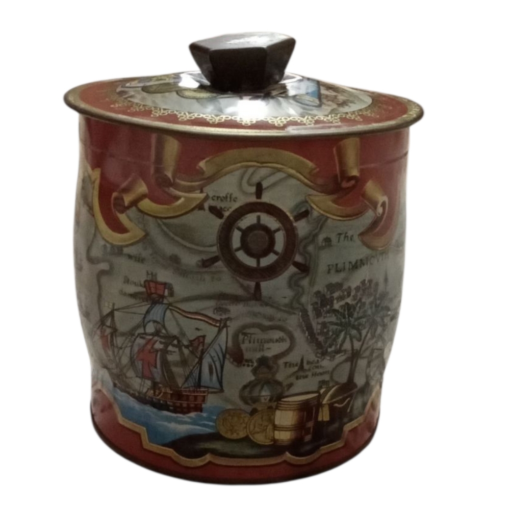 Vintage Baret Ware Biscuit Nautical Themed Tin Canister